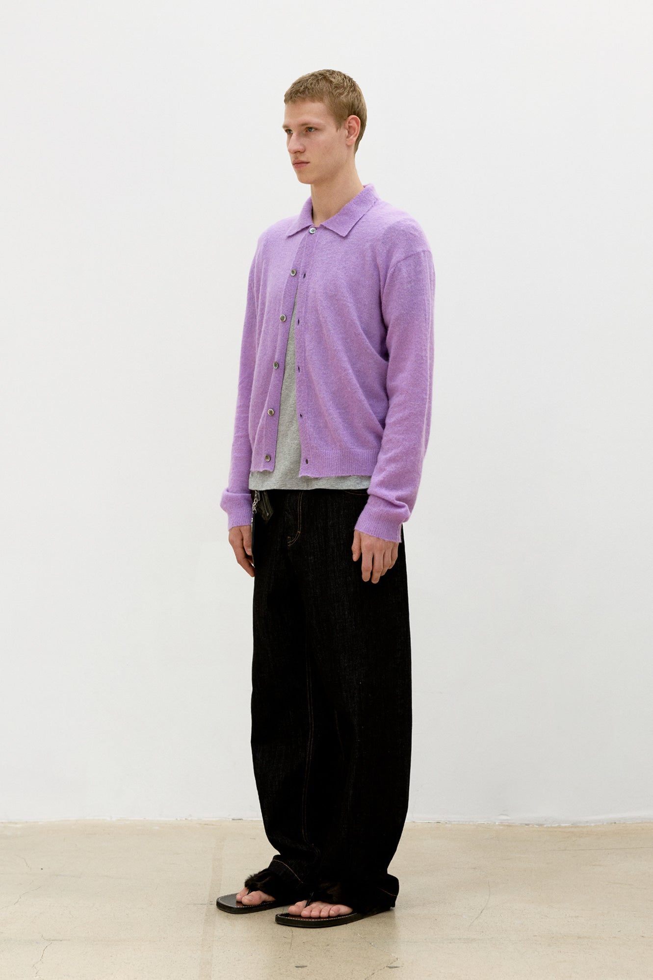 Coor - Hairy Alpaca Blend Collar Cardigan (Light Purple) product image 3 | TRAB K-Fashion Australia