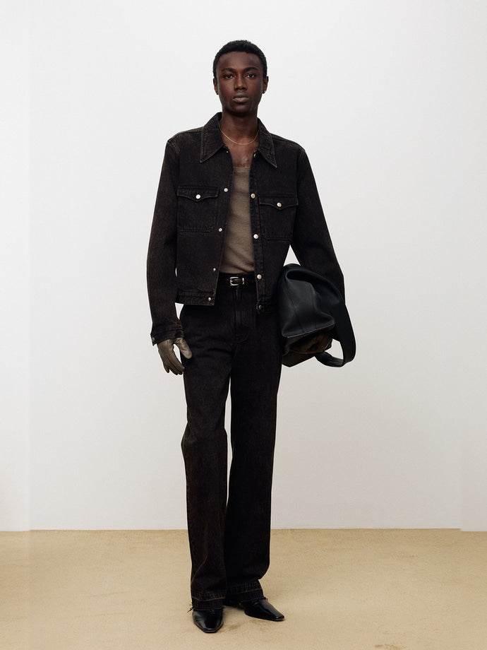 Tonywack - Double Pocket Burnt Denim Blouson (Burnt Brown) product image 2 | TRAB K-Fashion Australia