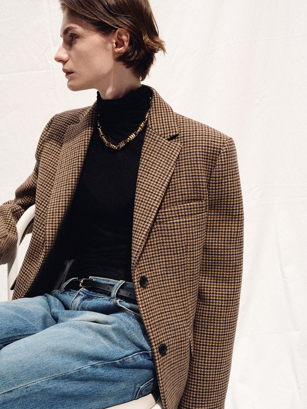 Tonywack - Wool Houndstooth Single Breasted Jacket (Brown Check) product image 5 | TRAB K-Fashion Australia