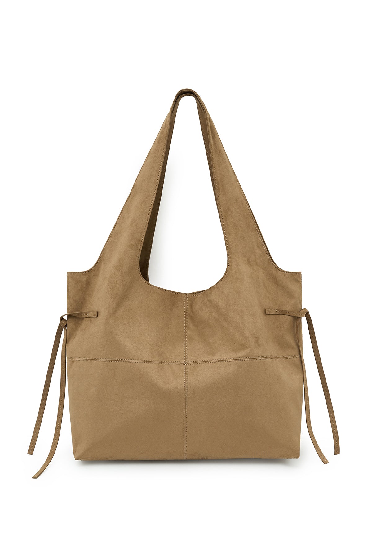 Matin Kim - Side String Suede Big Shoulder Bag (Beige) product image 2 | TRAB K-Fashion Australia