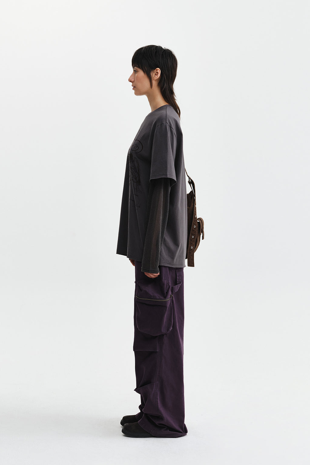 Matin Kim - Volume Tuck Cargo Pants (Purple) product image 9 | TRAB K-Fashion Australia
