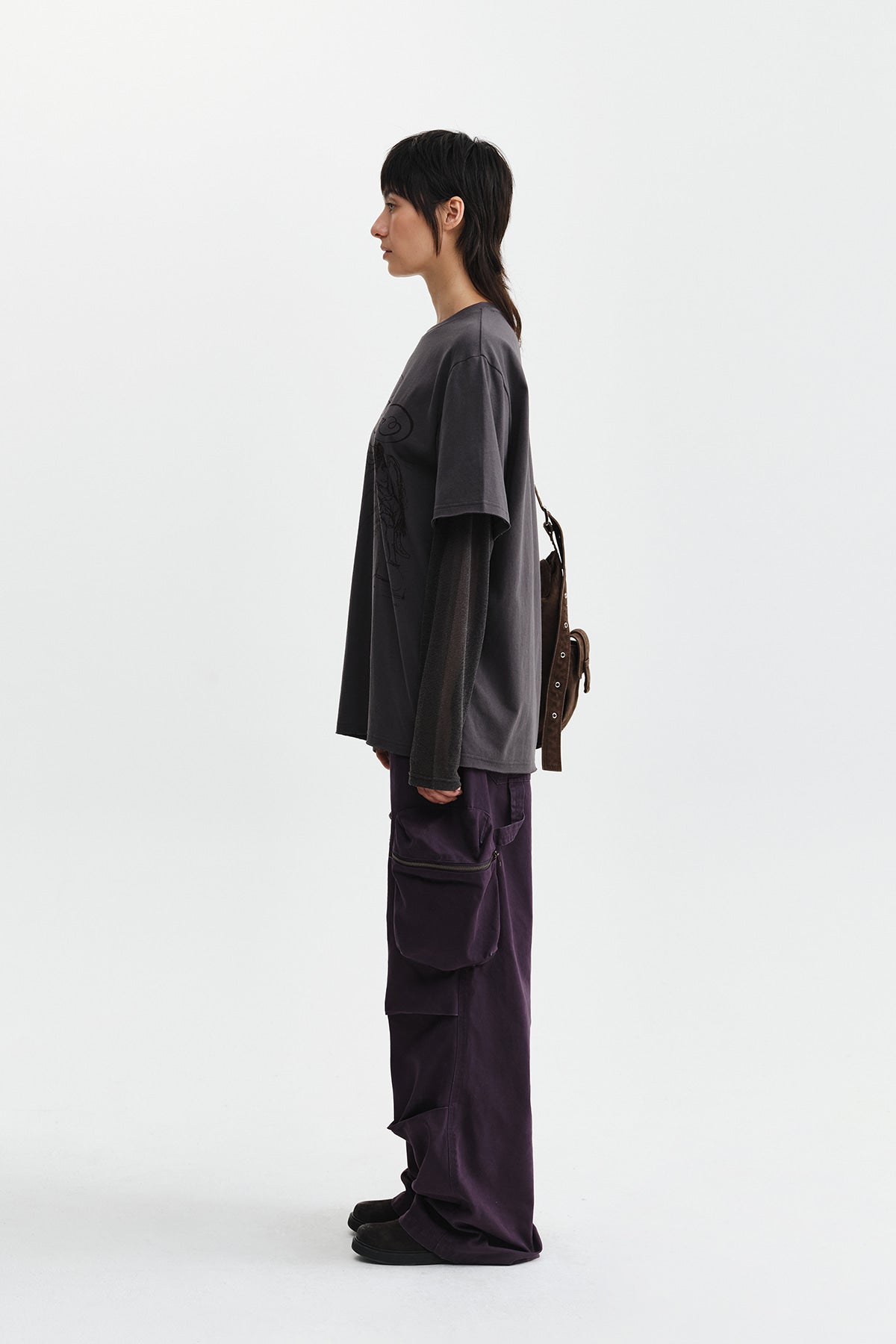 Matin Kim - Volume Tuck Cargo Pants (Purple) product image 9 | TRAB K-Fashion Australia