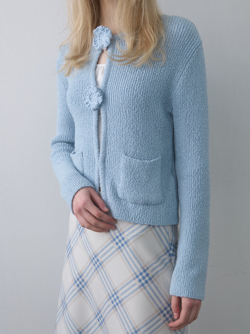Kijun - Double Corsage Cardigan (Sky Blue) product image 6 | TRAB K-Fashion Australia