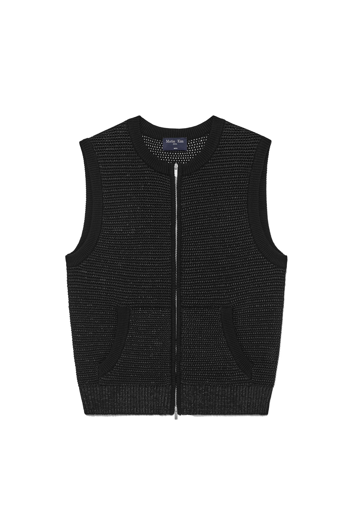 Matin Kim - Two Tone Mesh Knit Vest (Black) product image 1 | TRAB K-Fashion Australia