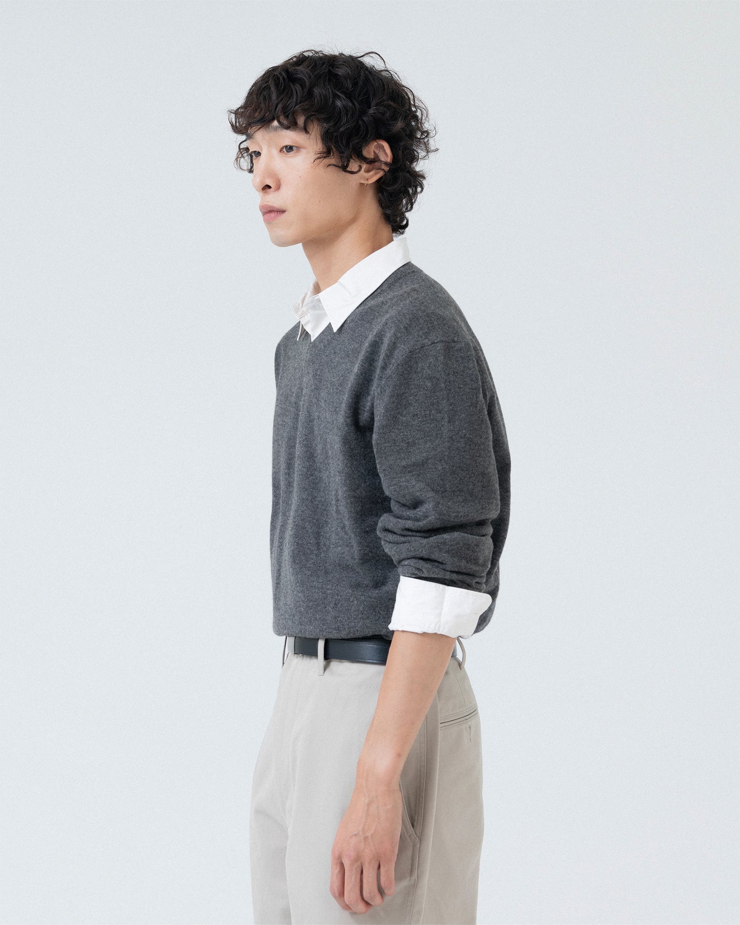 Brownyard - Extra Super Fine V Neck Knit (Charcoal) product image 2 | TRAB K-Fashion Australia