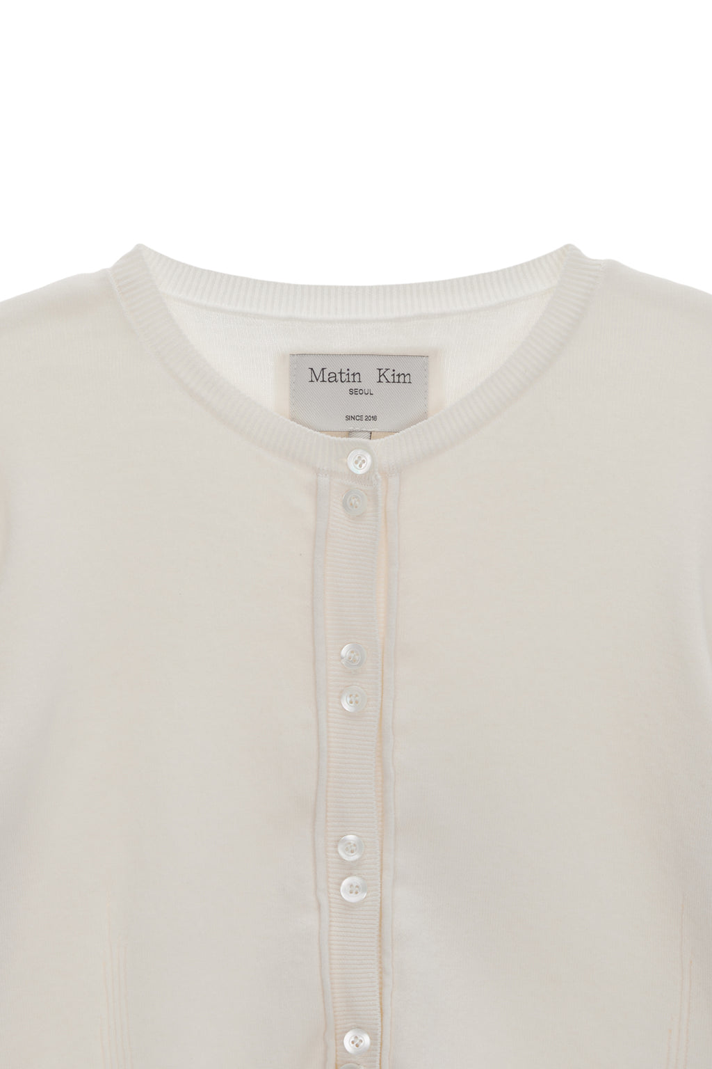 Matin Kim - Three Quarter Sleeve Round Cardigan (White) product image 3 | TRAB K-Fashion Australia