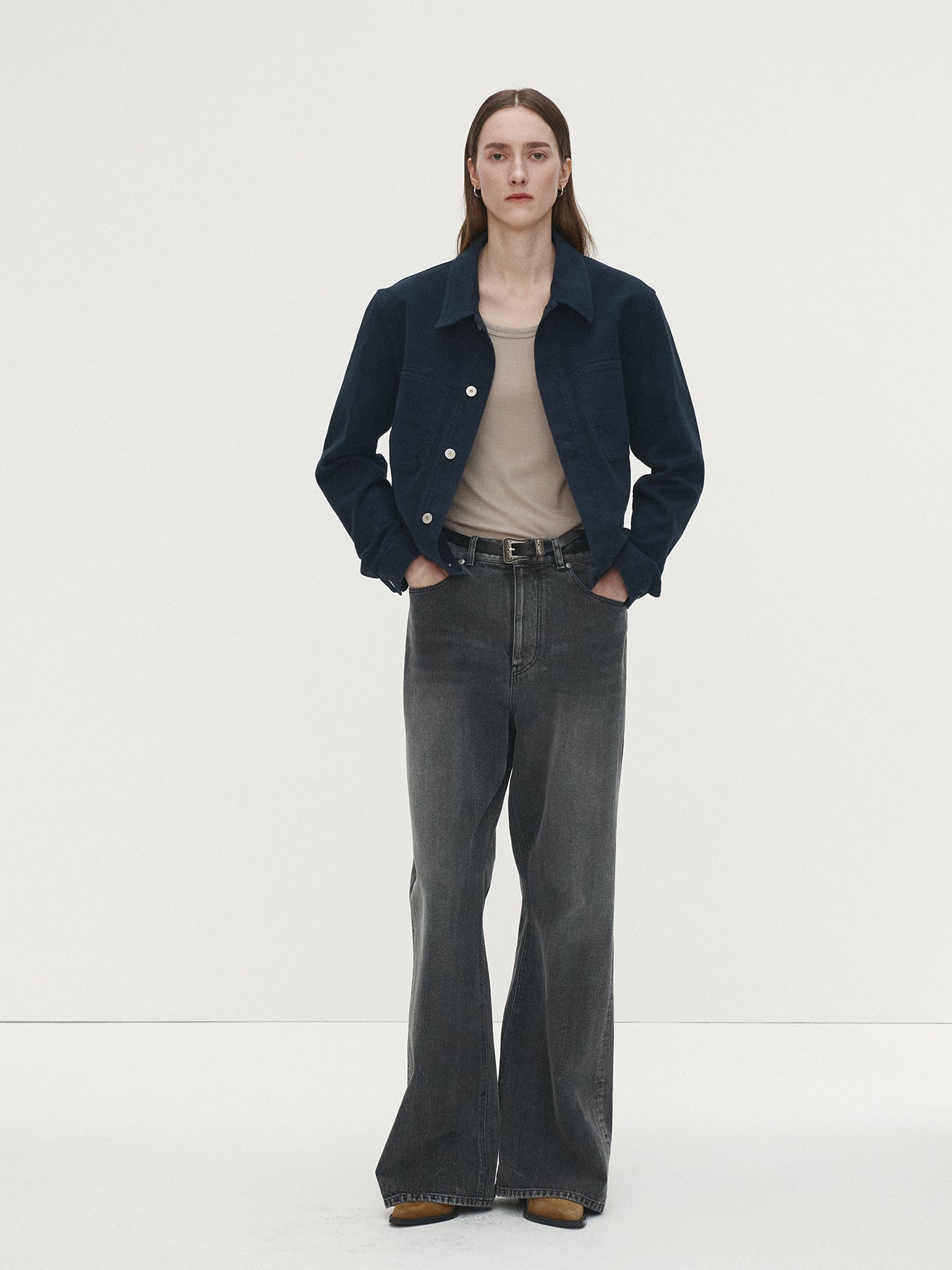 Tonywack - Moleskin Cotton Trucker Jacket (Navy) product image 3 | TRAB K-Fashion Australia