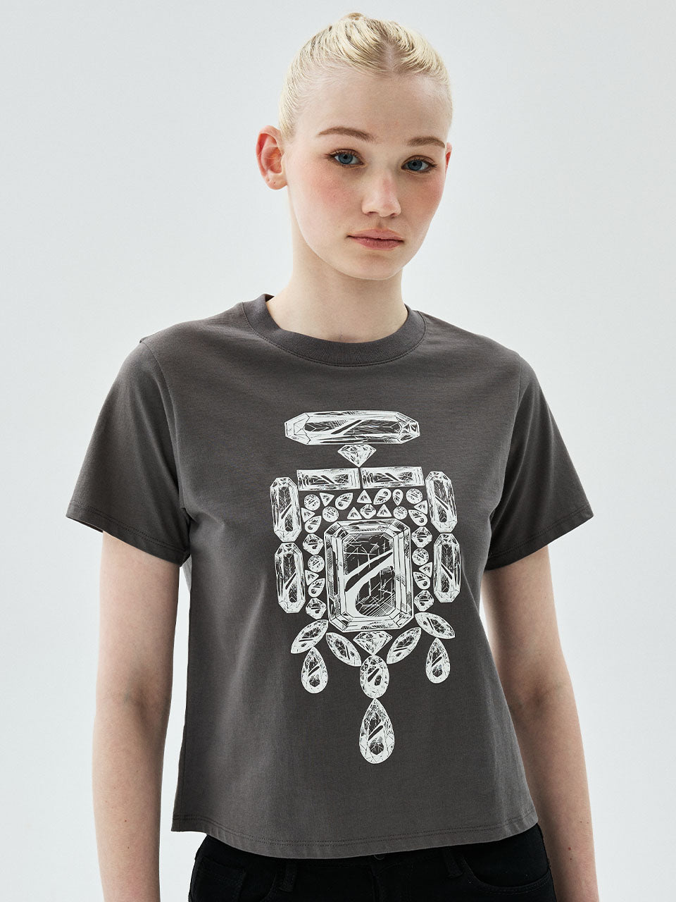 Mardi Mercredi - Slim Tshirt Bijou (Charcoal White) product image 1 | TRAB K-Fashion Australia