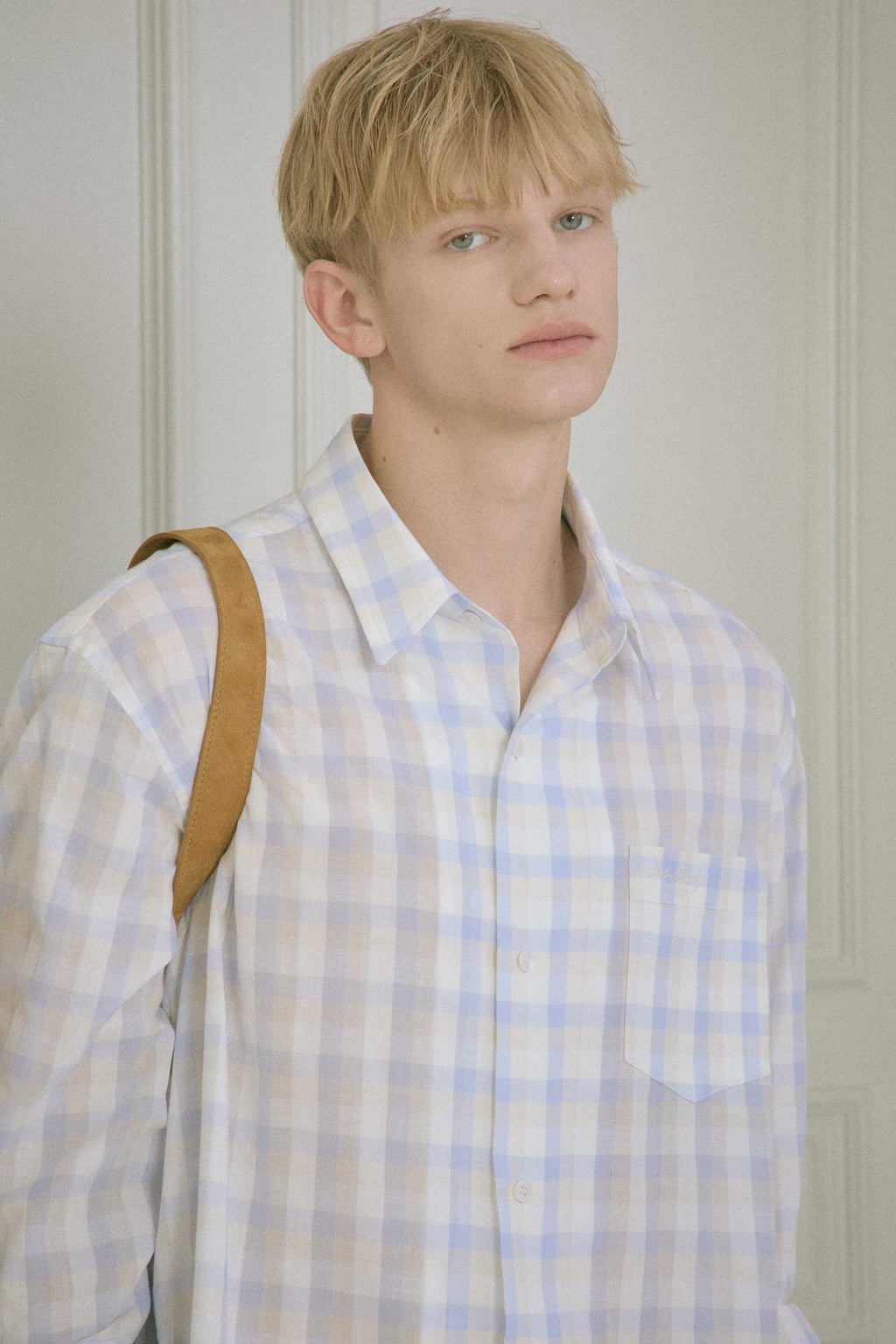 STU - Embroidery Check Shirt Sky (Blue) product image 9 | TRAB K-Fashion Australia