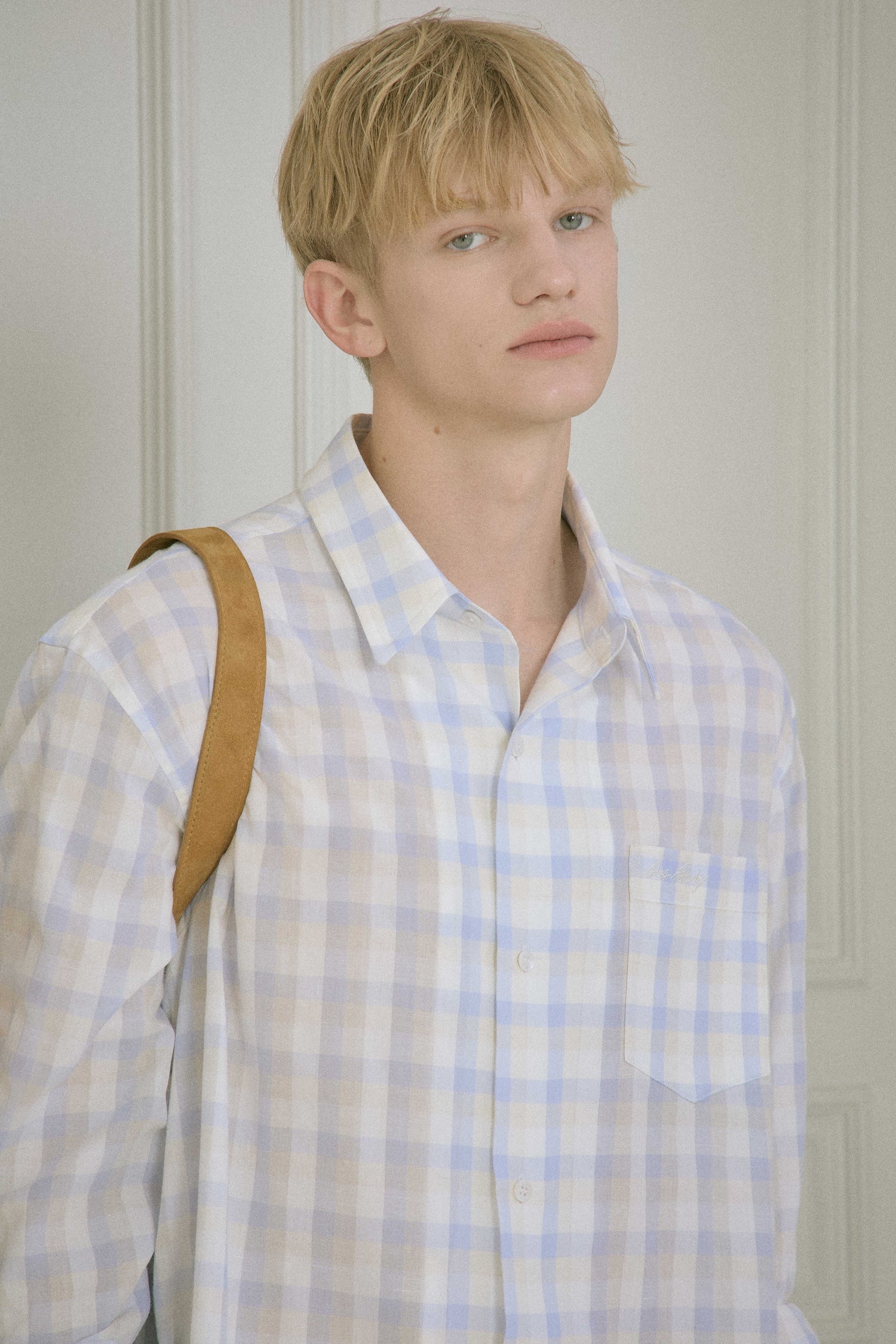 STU - Embroidery Check Shirt Sky (Blue) product image 9 | TRAB K-Fashion Australia