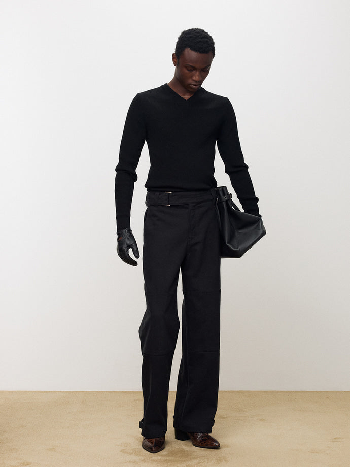 Tonywack - Heavy Twill Cotton Belted Military Pants (Black) product image 1 | TRAB K-Fashion Australia
