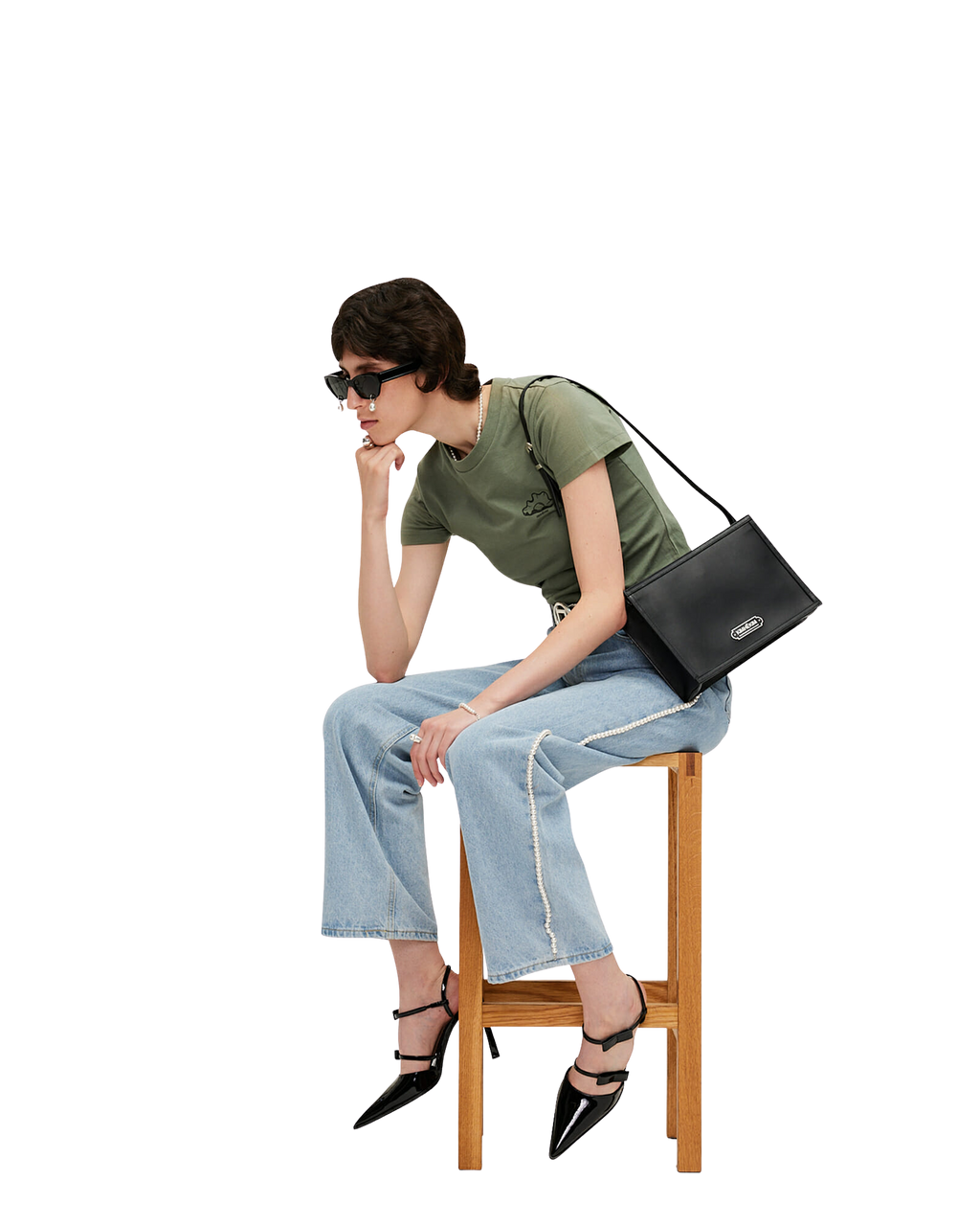 Kimhe Kim - Pearl Embellished Wide Leg Denim Pants (Sky Blue) product image 10 | TRAB K-Fashion Australia