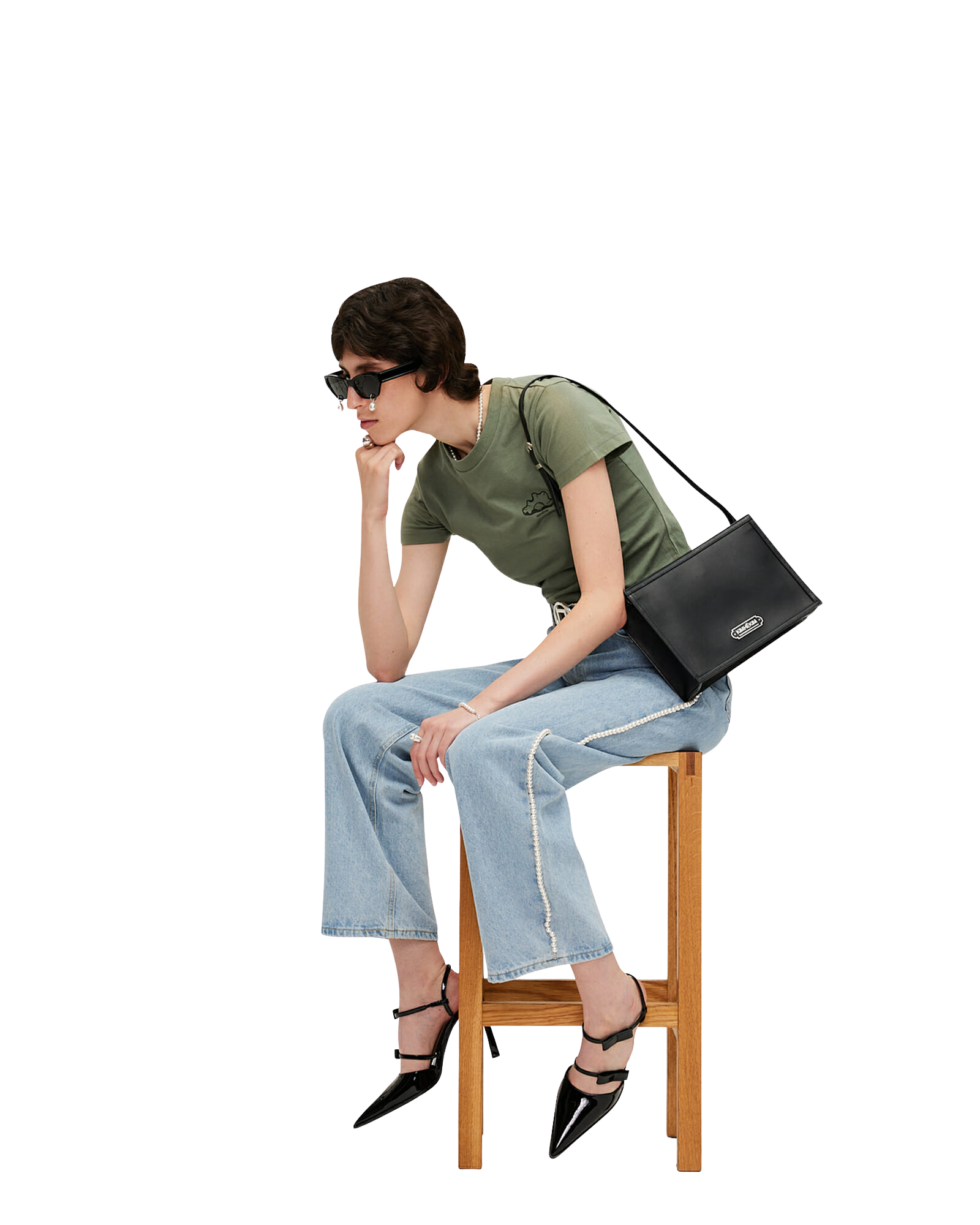 Kimhe Kim - Pearl Embellished Wide Leg Denim Pants (Sky Blue) product image 10 | TRAB K-Fashion Australia
