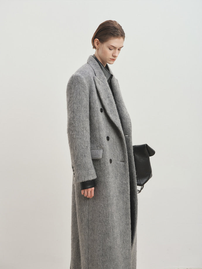 Tonywack - Soft Wool Alpaca Double-Breasted Coat (Melange Grey) product image 9 | TRAB K-Fashion Australia