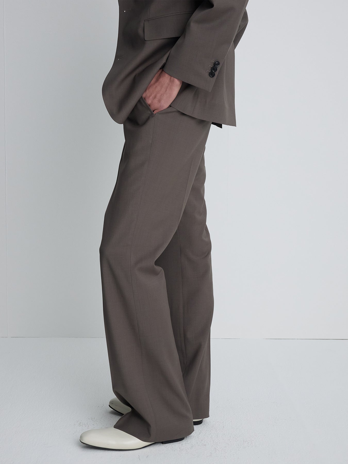 Tonywack - Tropical Wool Flared Trousers (Taupe) product image 6 | TRAB K-Fashion Australia