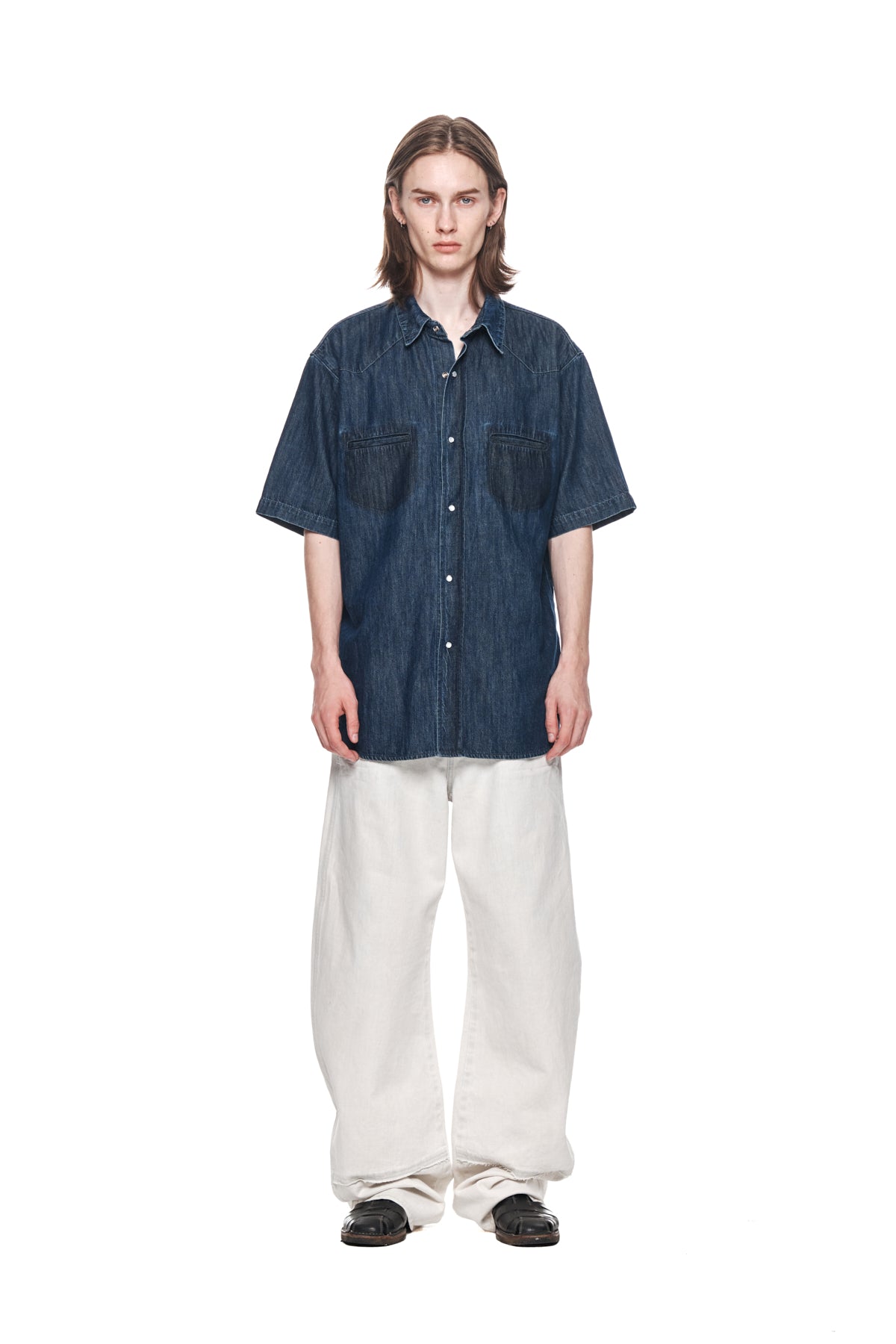 Matin Kim - Wide Cut Point Denim Pants (Light Blue) product image 5 | TRAB K-Fashion Australia