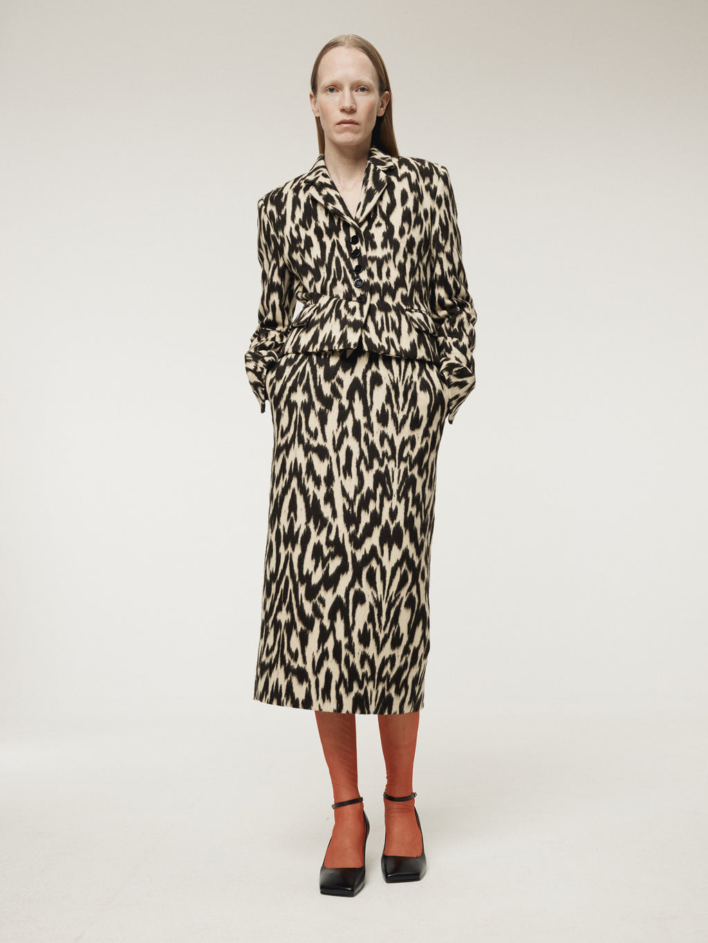 Recto - Leopard Wool Midi Skirt (Dark Brown) product image 5 | TRAB K-Fashion Australia