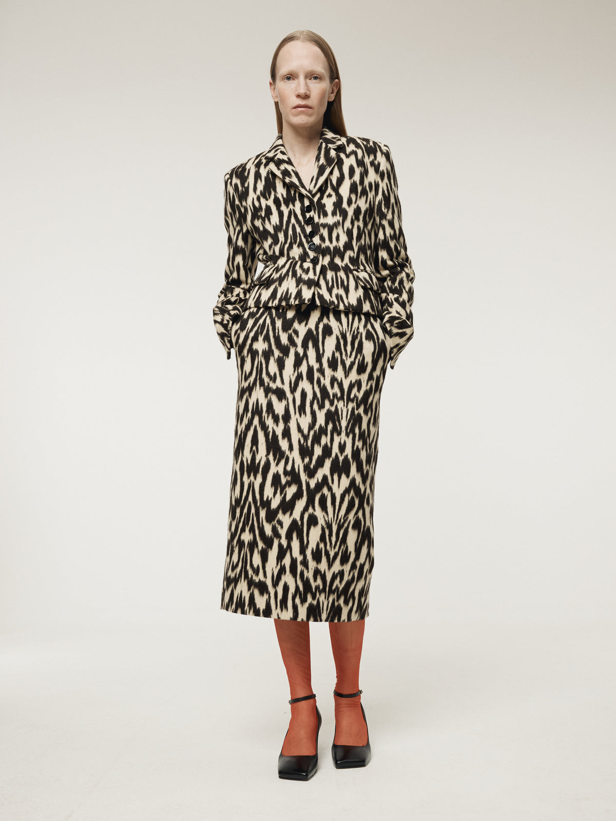 Recto - Leopard Wool Midi Skirt (Dark Brown) product image 5 | TRAB K-Fashion Australia