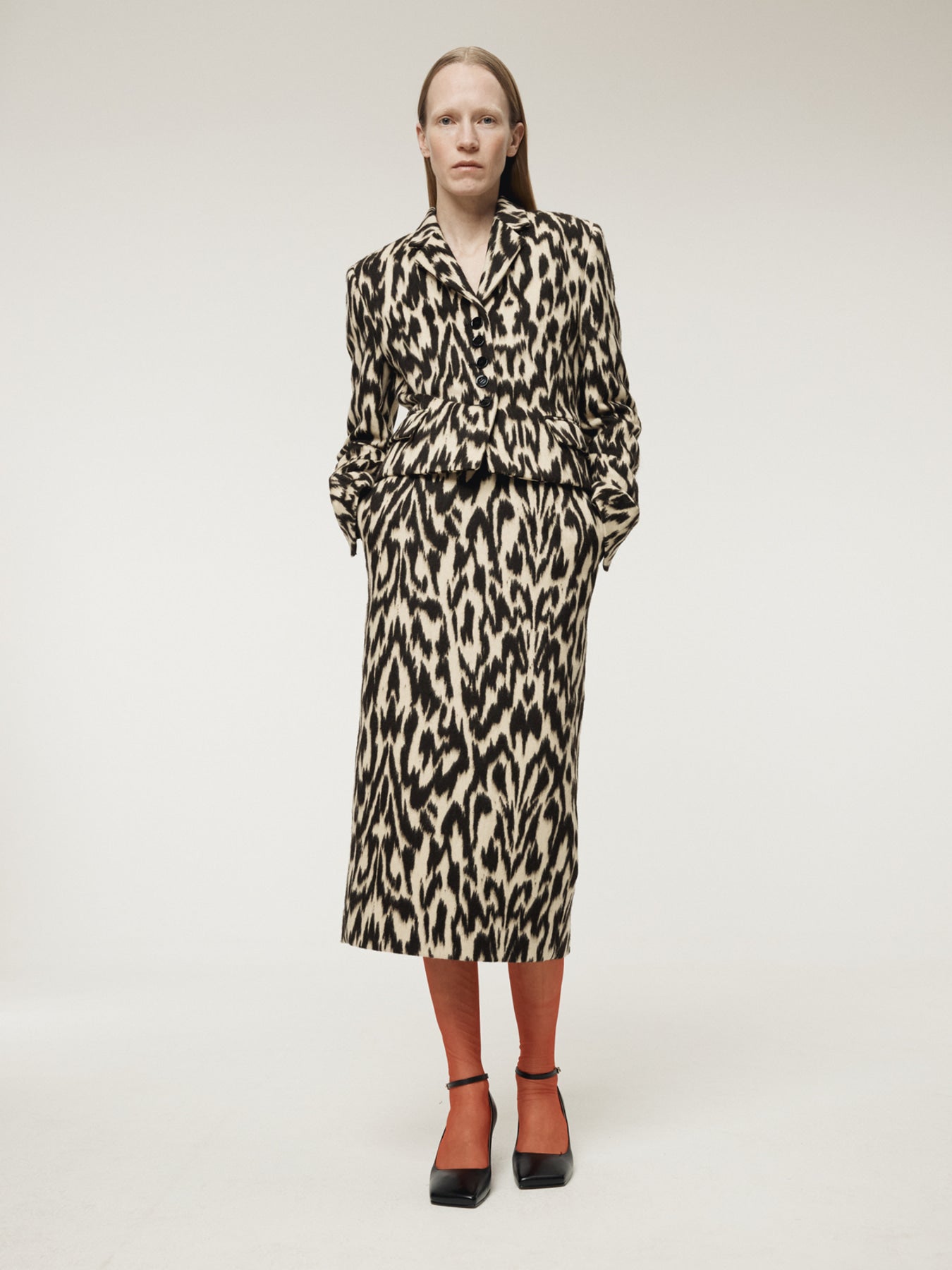 Recto - Leopard Wool Midi Skirt (Dark Brown) product image 5 | TRAB K-Fashion Australia