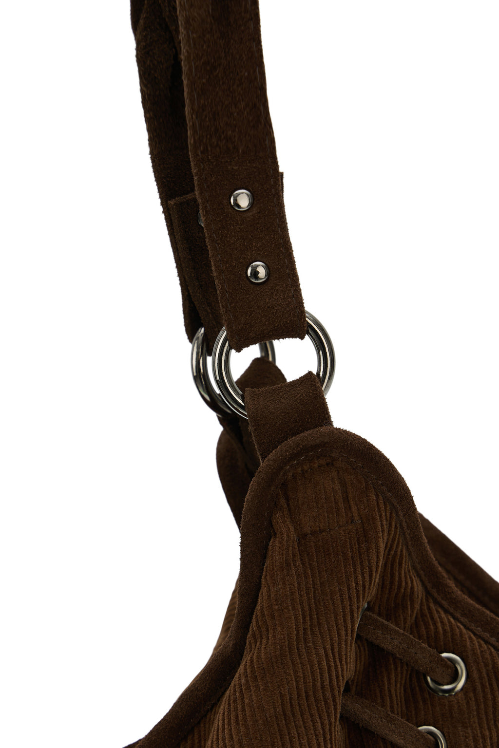 Deinet - Belt Detail Corduroy Big Shoulder Bag (Brown) product image 9 | TRAB K-Fashion Australia