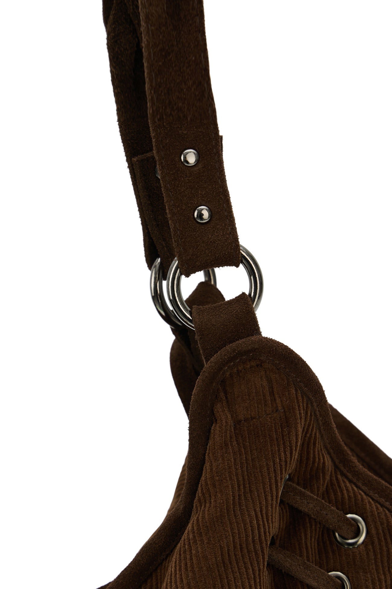Deinet - Belt Detail Corduroy Big Shoulder Bag (Brown) product image 9 | TRAB K-Fashion Australia