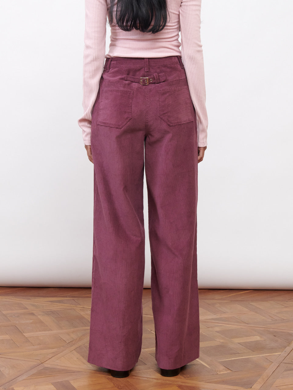 Kijun - Corduroy Wide Tuck Pants (Burgundy) product image 3 | TRAB K-Fashion Australia