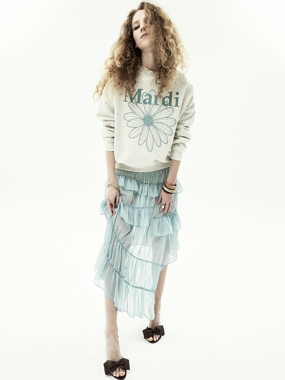 Mardi Mercredi - Sweatshirt Flowermardi (Oatmeal Mint) product image 1 | TRAB K-Fashion Australia