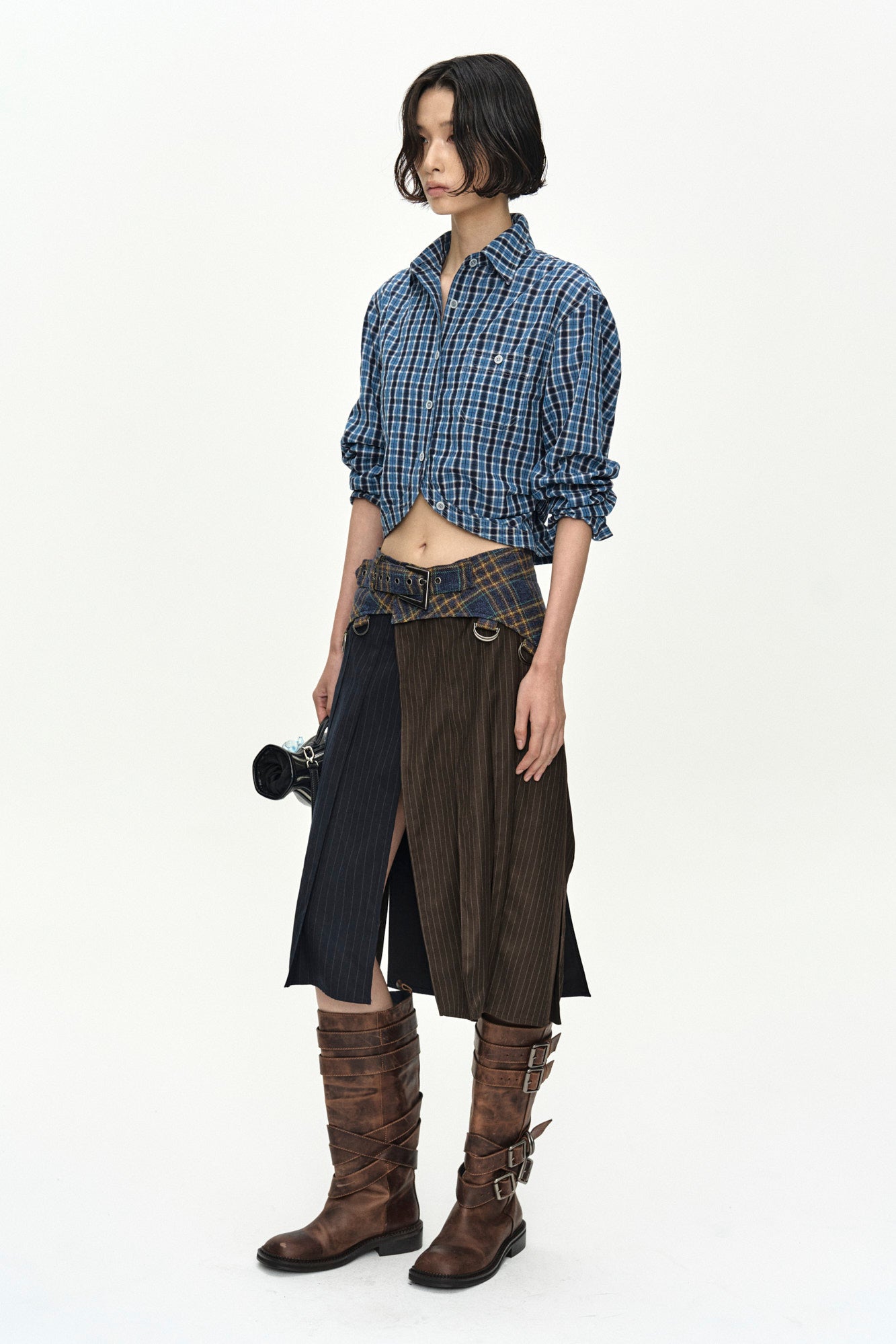 Andersson Bell - Check Curves Hem Shirt (Blue) product image 2 | TRAB K-Fashion Australia