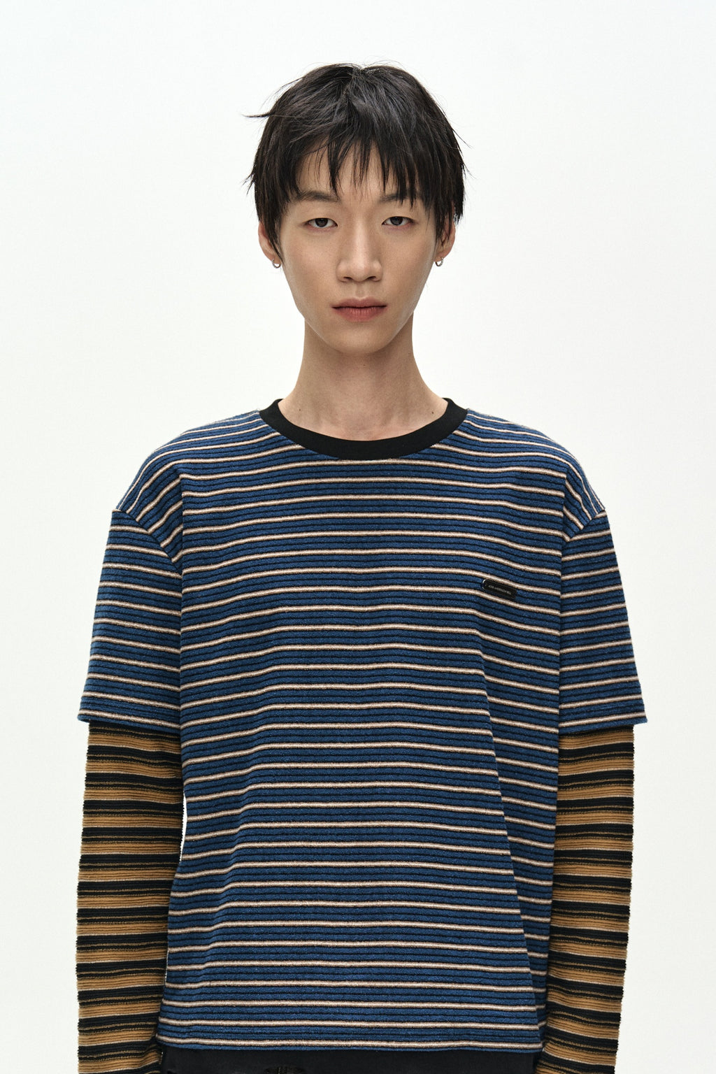 Andersson Bell - Unisex Stripe Layered Long Sleeve T-Shirt (blue) (Blue) product image 3 | TRAB K-Fashion Australia
