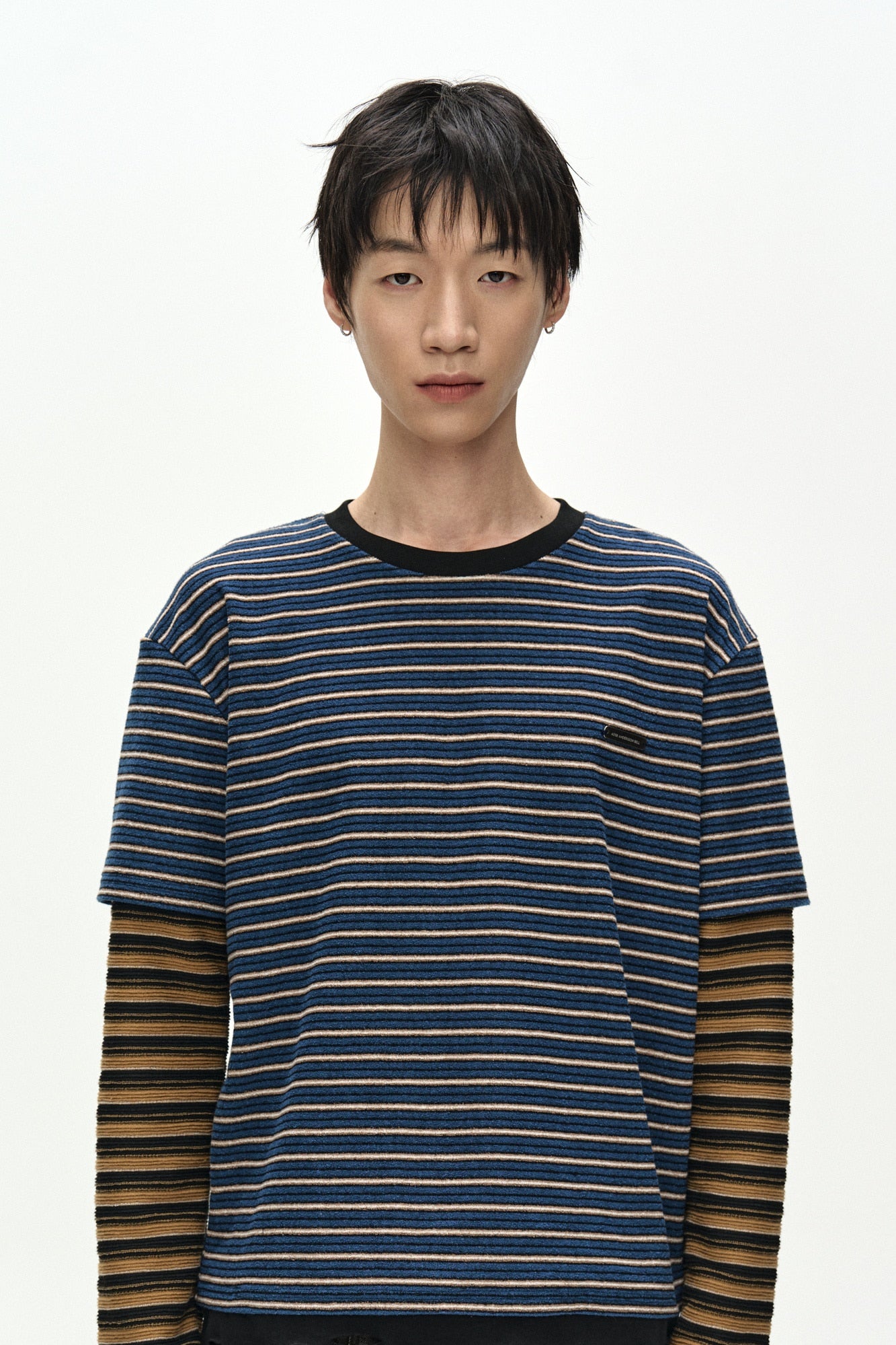 Andersson Bell - Unisex Stripe Layered Long Sleeve T-Shirt (blue) (Blue) product image 3 | TRAB K-Fashion Australia