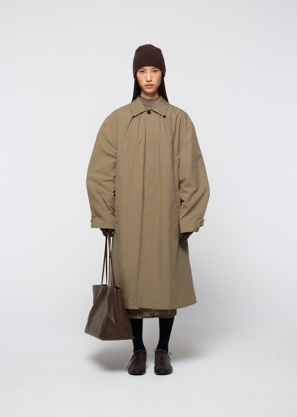 Amomento - [Pre-Order] Cotton nylon shirring coat (Khaki) product image 2 | TRAB K-Fashion Australia