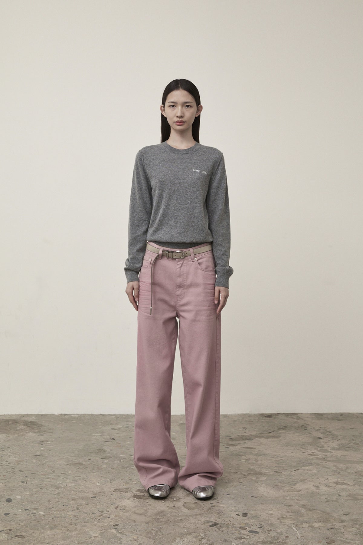 Matin Kim - Cashmere Blended Round Knit Pullover (Grey) product image 6 | TRAB K-Fashion Australia