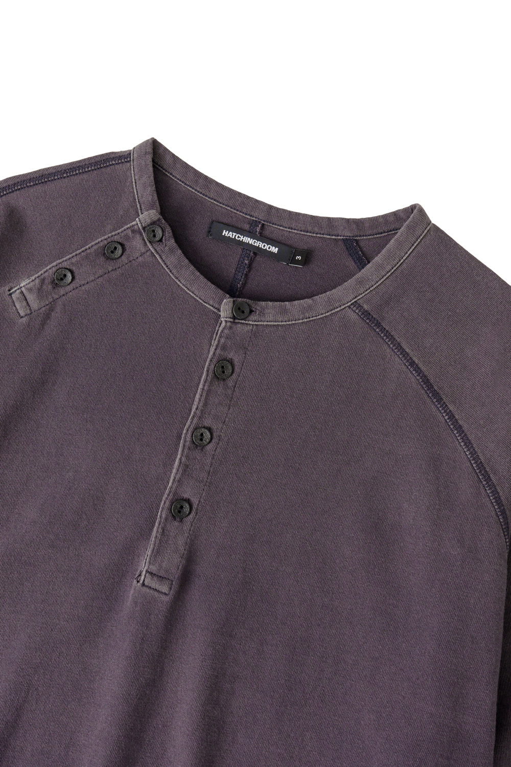 Hatchingroom - Double Henley Neck Tee Bleached Blue (Charcoal) product image 4 | TRAB K-Fashion Australia