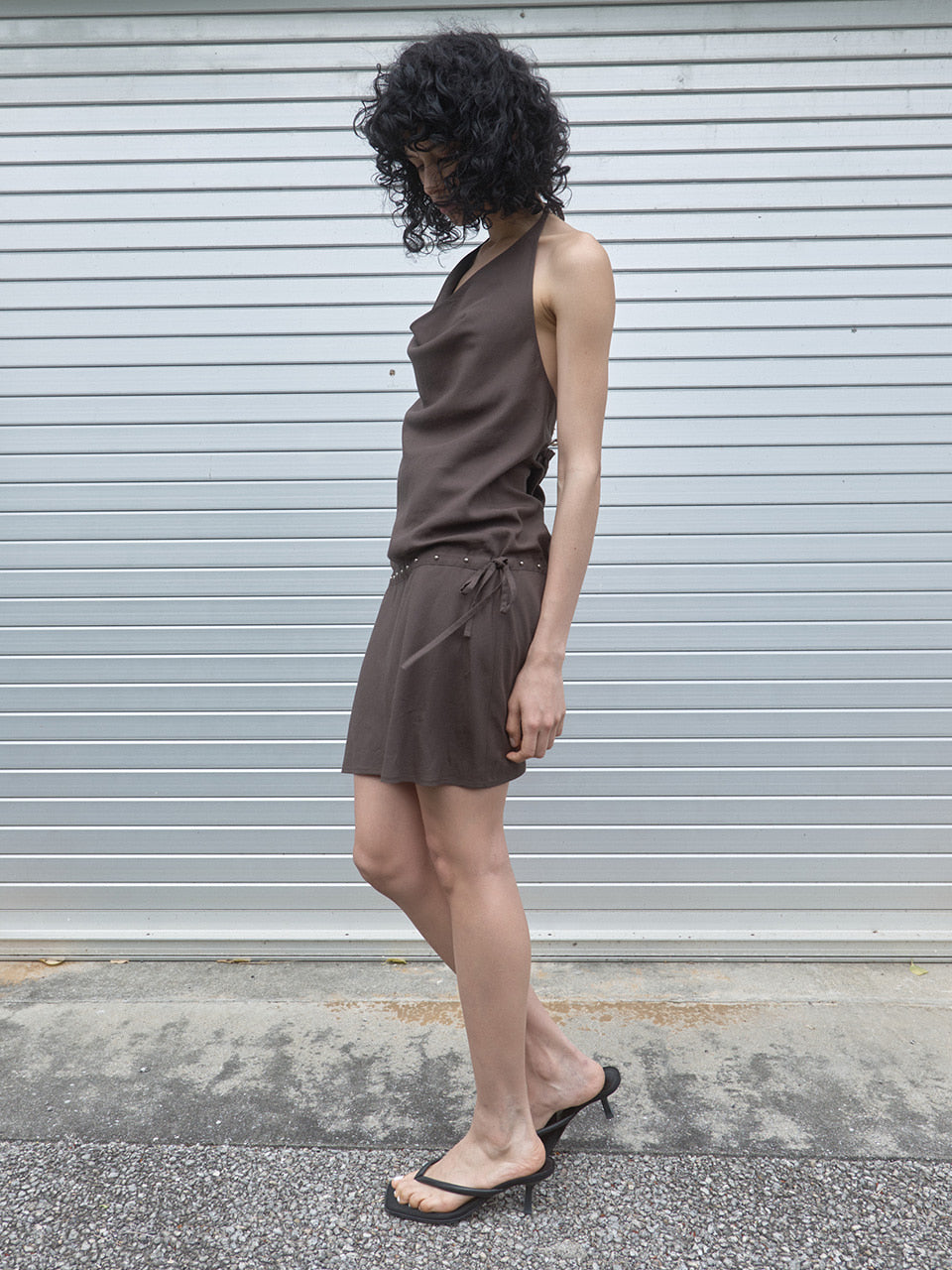Kijun - Cowl Mini Dress (Brown) product image 4 | TRAB K-Fashion Australia
