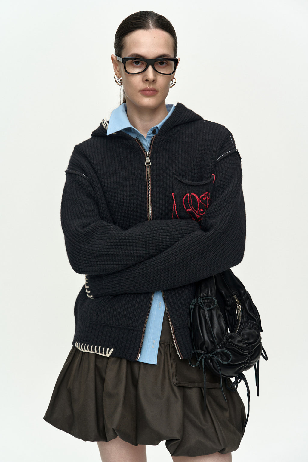 Andersson Bell - Unisex Heart Logo Hood Zip-Up Sweater (Black) product image 11 | TRAB K-Fashion Australia