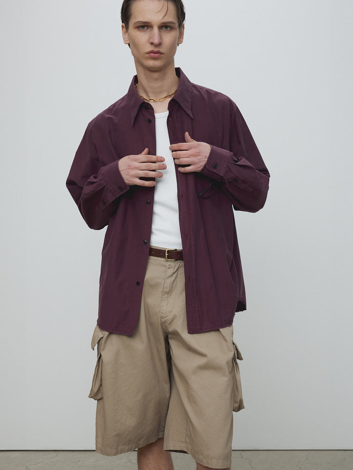 Tonywack - Silk Cotton Garment-Dyed Shirt (Faded Burgundy) product image 5 | TRAB K-Fashion Australia