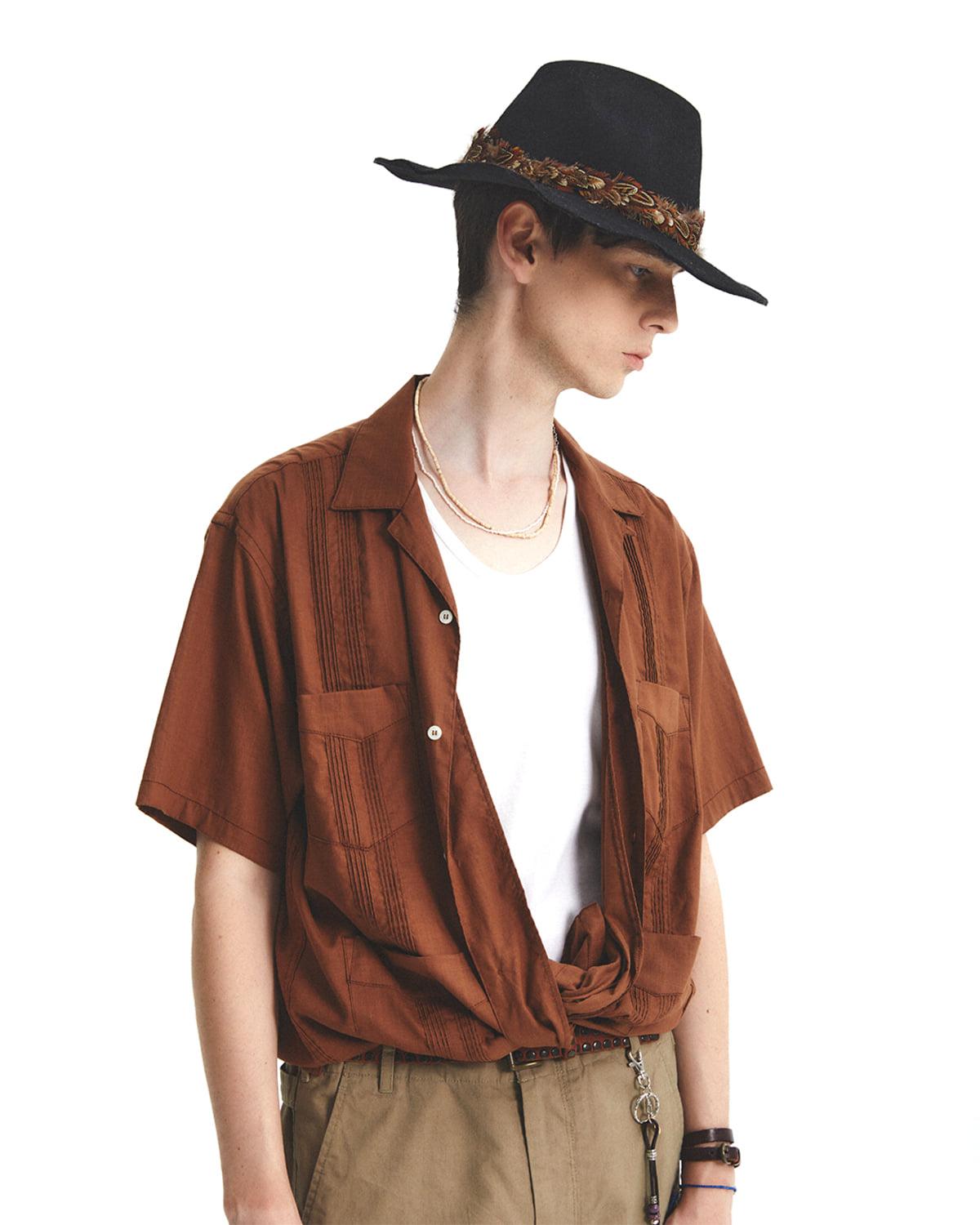 Eastlogue - Guayabera Half Shirts (Brown) product image 2 | TRAB K-Fashion Australia