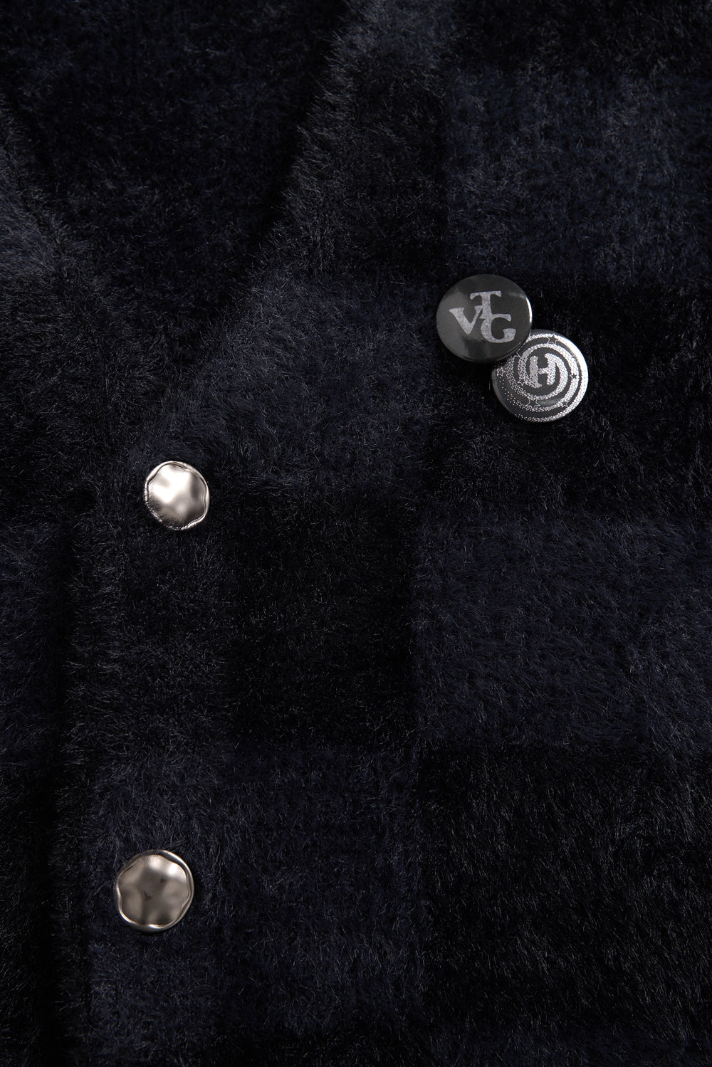 Hatchingroom - Hairy Cardigan Checkerboard (Charcoal/Grey) product image 8 | TRAB K-Fashion Australia