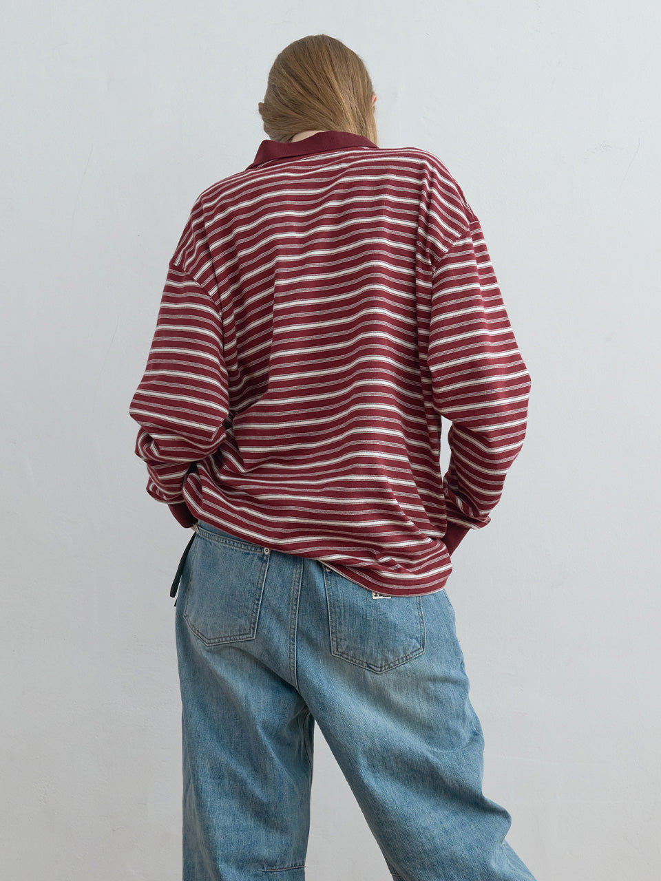 Kijun - Striped Polo Shirt (Burgundy) product image 2 | TRAB K-Fashion Australia