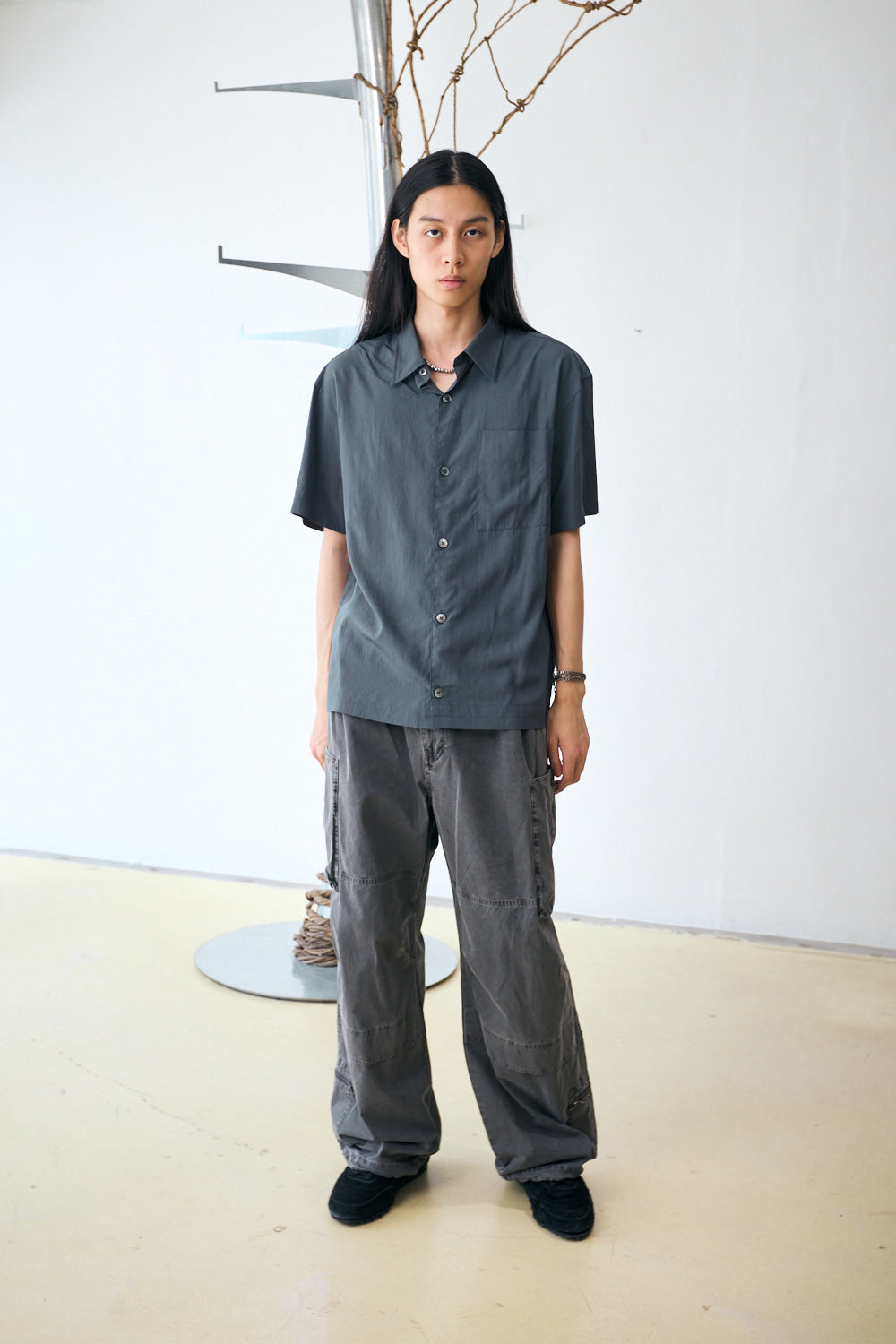 Hatchingroom - Crop Shirt 1/2 Green (Charcoal) product image 5 | TRAB K-Fashion Australia