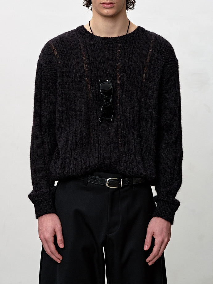 Tonywack - Kid Mohair Distressed Ribbed Sweater (Black) product image 6 | TRAB K-Fashion Australia