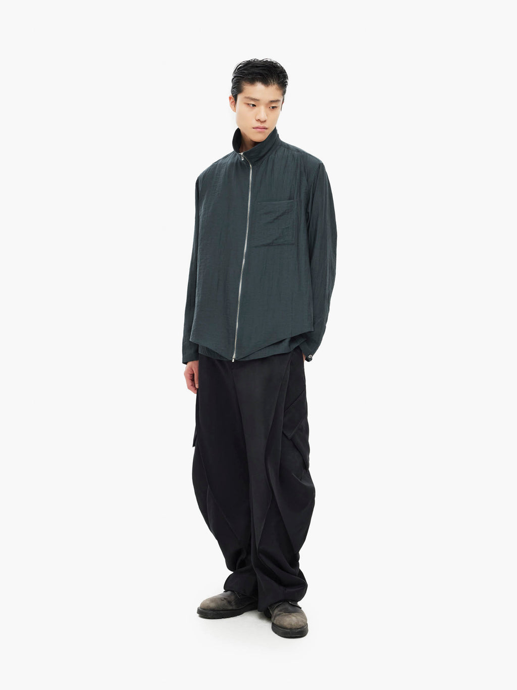 Jiyong Kim - Layered Zip-Up Shirt (Navy) product image 1 | TRAB K-Fashion Australia