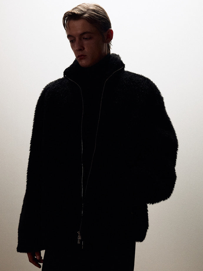 Tonywack - Wool Shaggy Fur Zippered Jacket (Black) product image 8 | TRAB K-Fashion Australia