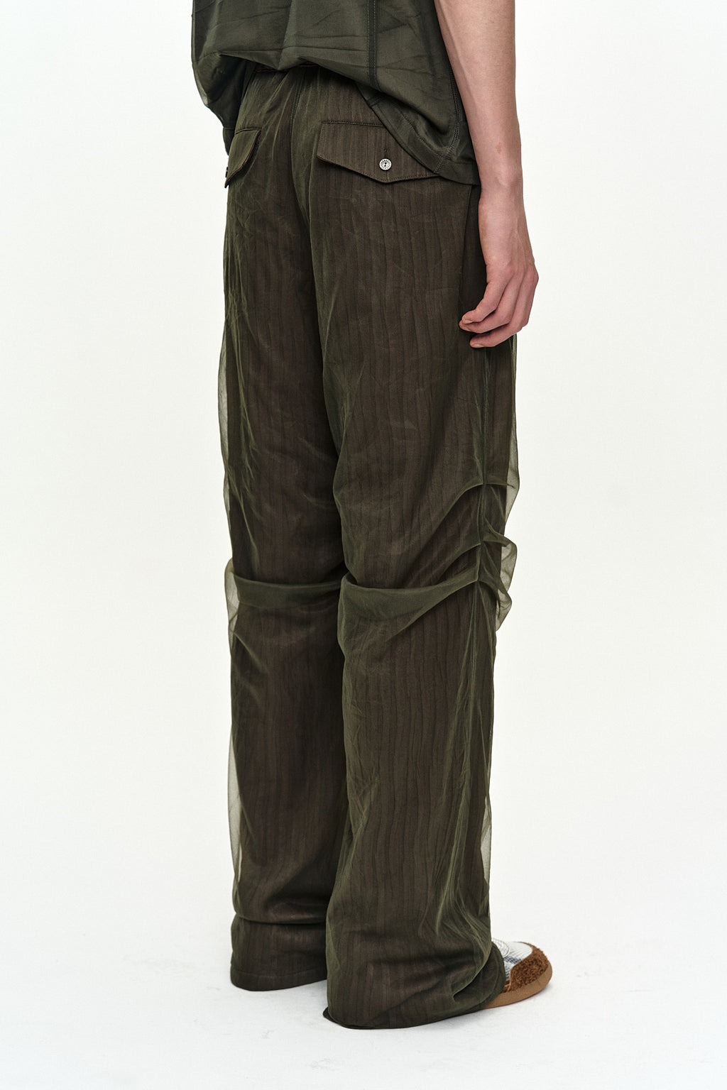 Andersson Bell - Overlay Pleats Wide-Leg Trousers (Khaki Brown) product image 6 | TRAB K-Fashion Australia