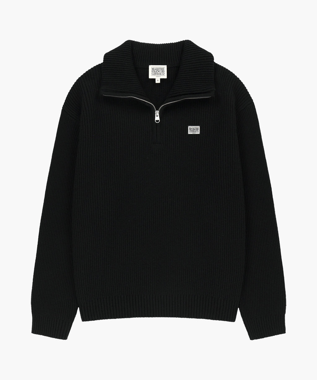 Marithe & Francois Girbaud - Small Classic Logo Oversized Half Zip-up Knit (Black) product image 6 | TRAB K-Fashion Australia