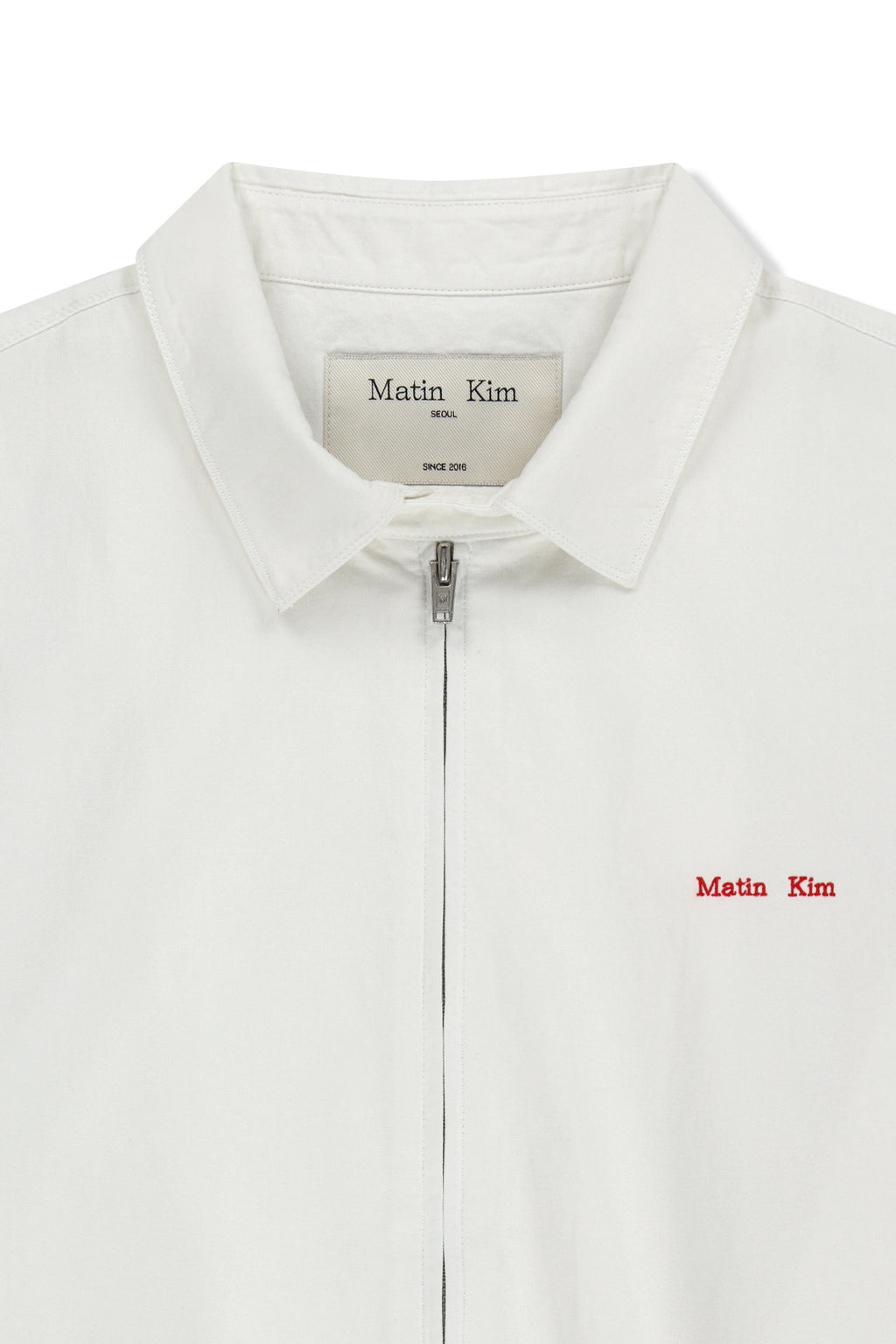 Matin Kim - Small Logo Cotton Zip Up Jumper (White) product image 4 | TRAB K-Fashion Australia