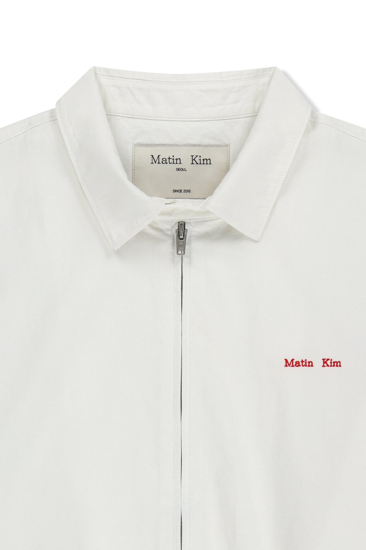 Matin Kim - Small Logo Cotton Zip Up Jumper (White) product image 4 | TRAB K-Fashion Australia