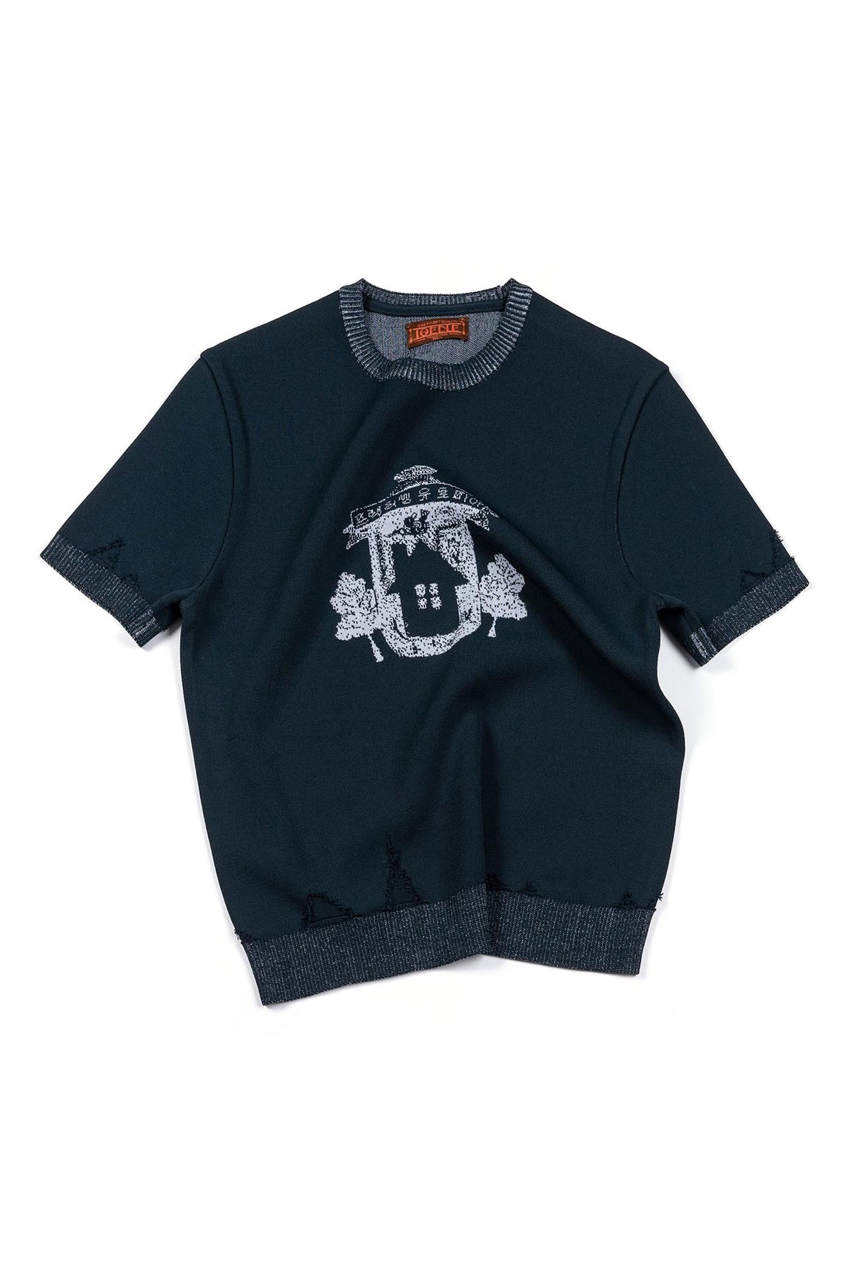 Ioedle - Utopia Vintage Jacquard Short Sleeve Knit (Navy) product image 1 | TRAB K-Fashion Australia