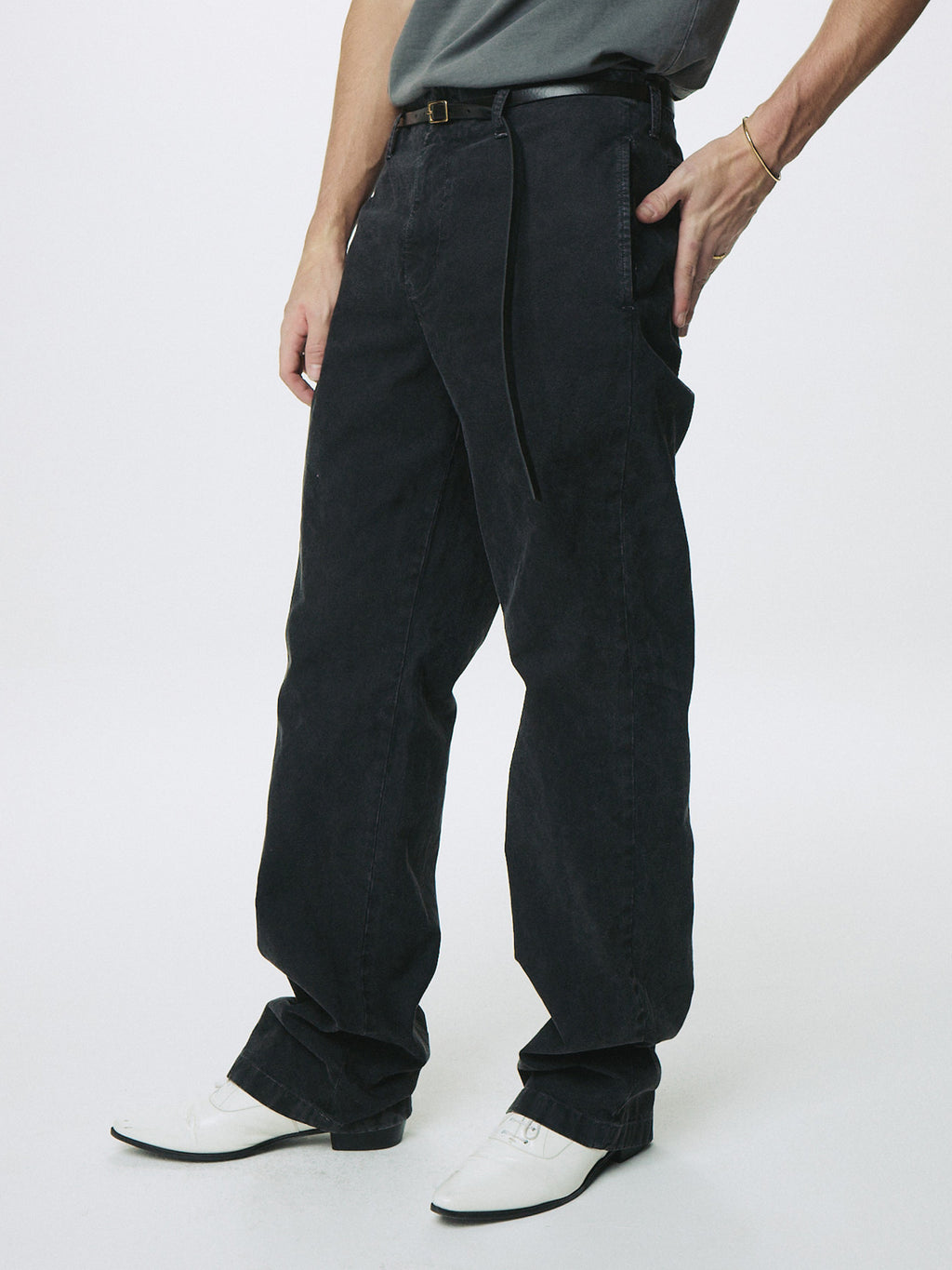 Tonywack - Garment Dyed Cotton Straight Pants (Faded Black) product image 7 | TRAB K-Fashion Australia