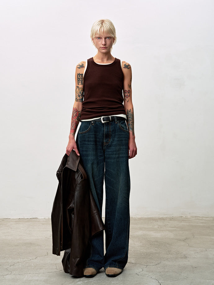 Tonywack - Oversized Wide-Leg Denim Jeans (Washed Mid Blue) product image 1 | TRAB K-Fashion Australia